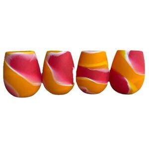 Shark Skinzz Silicone‎ Stemless Wine Glass Holders 4-Piece Red/Orange Swirls